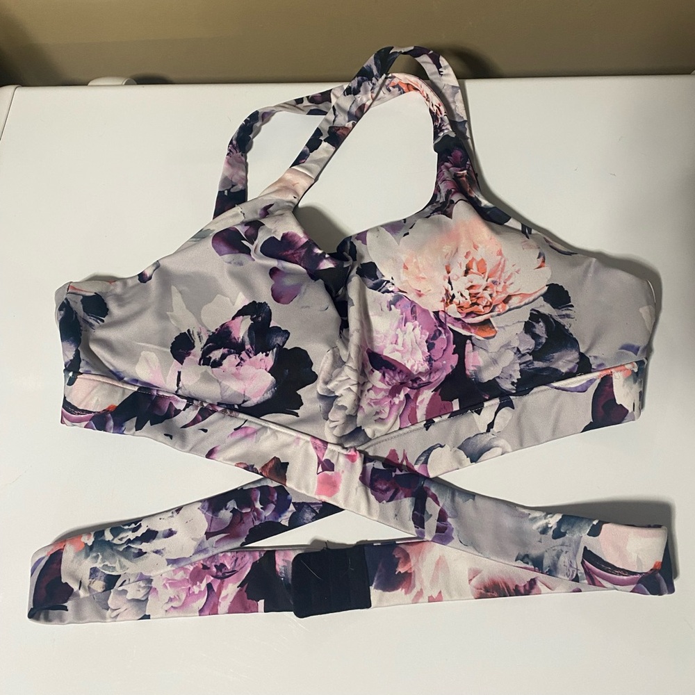Beautiful floral wrap around sports bra
